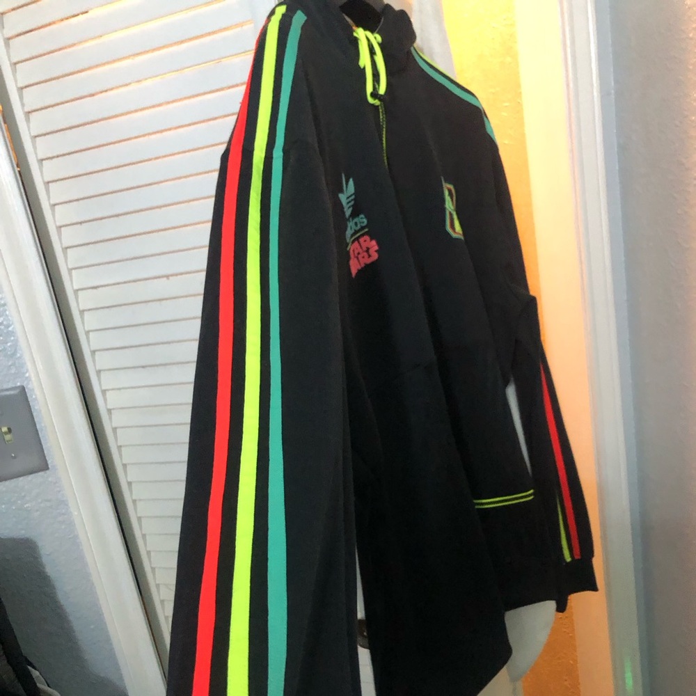 Adidas Boba Fett Star Wars Black Zip up Hoodie with Neon Accents - Picture 9 of 10